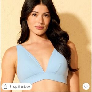 Women's Shaping Longline Triangle Bikini Top - Shade & Shore™ Blue M (8-10)